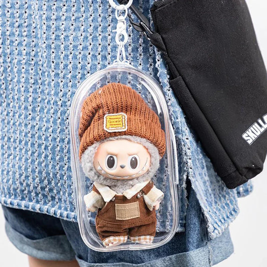 Labubu 17cm Display Bag – Dustproof Doll Carrier w/Keychain